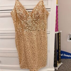 Glamorous Gold Sequin Prom Dress